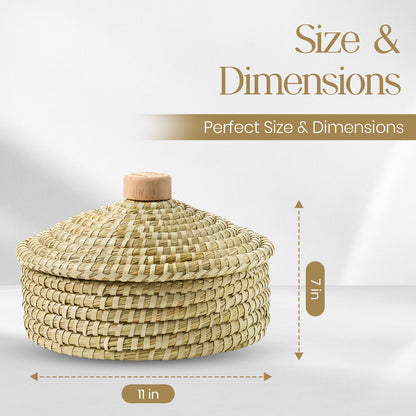 Bread Warmer Round with Lid and Terracotta stone for Tortillas, Bread and more. Gift for bakers and for any occasion, Thanksgiving, Christmas, Family Gathering. Natural finish.