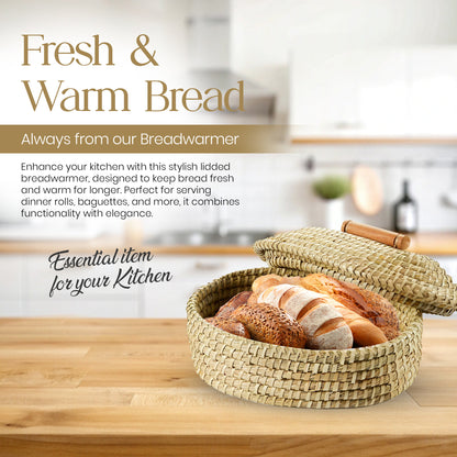 Breadwarmer Lidded Double Vine. 100% Handmade Palm.