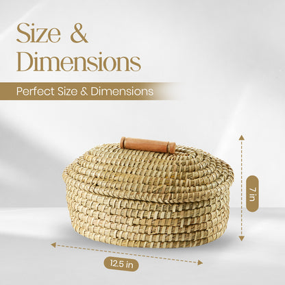 Breadwarmer Lidded Double Vine. 100% Handmade Palm.